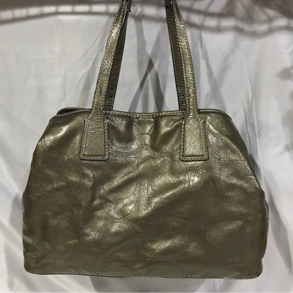 Coach Gray Patent Leather Kisslock Satchel Bag F15658 - Picture 3 of 16